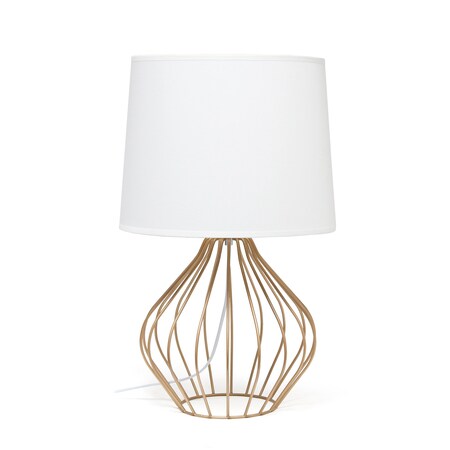 Geometrically Wired Table Lamp, White On Copper